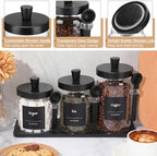 Suclain 3 Pcs Glass Coffee Container Set, 20 oz, Black Bamboo - Image 3