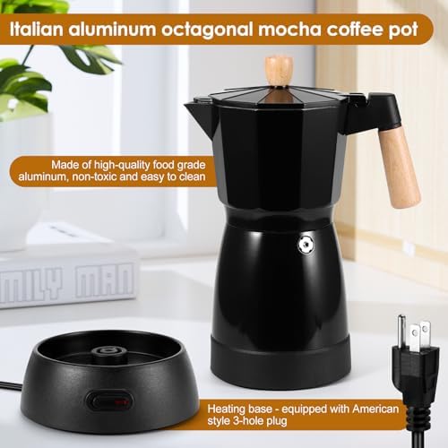 Houkiper 6 Cup Electric Moka Espresso Maker for Home Office Coffee Brewing - Image 4