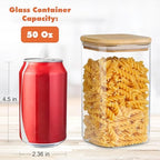 Glass Storage Containers with Airtight Bamboo Lids Set of 4,Pantry Food Storage Container,Perfect for Kitchen Organization-Flour, Rice, Pasta, Sugar, Coffee Beans, Accessories Included (4 packs(50oz)) - Image 2