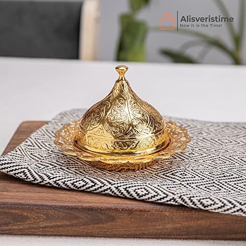 Alisveristime Lale Turkish Coffee Set with 6 Cups and Tray (Gold) - Image 3