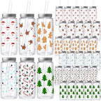 Skylety 30 Pcs Christmas Plastic Cups with Lids Straws 13.5 oz by Skylety