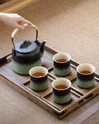 ZENS Japanese Teapot Set with 4 Cups, 33.8oz Loose Leaf Clay Teapot - Image 6