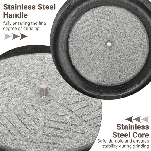 Manual Stone Grain Mill with Stainless Steel Handle, Natural Granite - Image 4