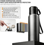 Double wall vacuum Leakproof stainless steel wide mouth insulated water bottle;tea tumbler with infuser,cup,lid;smart thermoses hot drinks;thermal flask ice coffee with led digital temperature display - Image 5