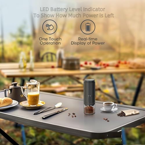 Portable Electric Coffee Grider with 40 Adjustable Levels Fine to Coarse Setting, Ceramic Conical Burr, for Home, Office, Travel, Camping, 1800mAH Rechargeable (black C, stainless steel burr) - Image 3
