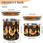Stainless Steel Coffee Storage Containers with Airtight Lid, Cute Floral Chickens Leaves 17oz Food Storage Container Kitchen Canister for Tea, Coffee Beans, Ground, Sugar Storage - Image 2