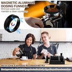 53mm Black 7 Pcs Espresso Accessories Kit with Tamping Station, Calibrated Spring Loaded Tamper, Coffee Distributor, WDT Tool, Magnetic Dosing Funnel, Barista Coffee Prep Set (Plastic) - Image 6