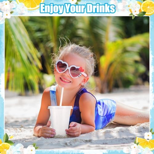 24 Pcs Plastic Tumblers with Lids and Straws, Reusable Cups with Lids Plastic Colorful Cups for Party Birthday, Iced Coffee Cup Travel Mug Cold Drink Tumblers Bulk (16 oz, White) - Image 4