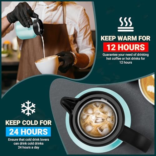 Small Insulated Coffee Carafe, 27 oz, Keeps Hot for 12H, Blue - Image 2