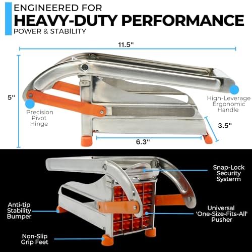 ICO Large French Fry Cutter, 3-blade Potato Slicer, Non-Slip French Fry Cutter For Whole Potatoes, Stainless Steel French Fry Press - Image 5