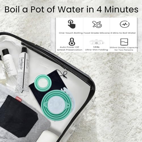 Travel Electric Kettle, Collpasible Portable Electric Kettle, Portable Tea Kettle + Paperless Travel Pour Over Coffee Maker, Collapsible Pour Over Coffee Dripper One Cup (Green) - Image 2