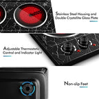 CUSIMAX Double Burner Electric Hot Plate for Cooking, 1800W, Black Marble - Image 2