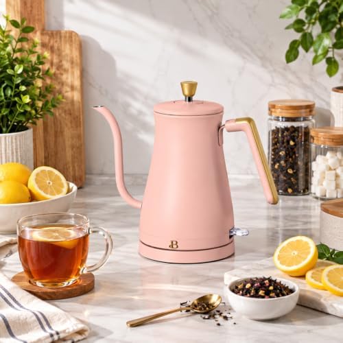 Beautiful Electric Gooseneck Kettle, 1 Liter, 1200W, Stainless Steel Interior, Fast Boil, Precision Pour Spout, Auto Shut-Off & Boil-Dry Protection (Pink) - Image 6