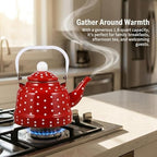 Cabilock Enamel Tea Kettle with Red Polka Dot, Stovetop Teapot 1.1 Qt - Image 4