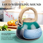 MARSKITOP Tea Kettle Stovetop, 2.6 Quart Whistling Teapot, Green - Image 4