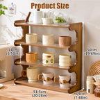 Wooden Mug Display Holder, Bamboo Wood Coffee Mug Organizer Countertop, Counter Shelf for Tea Coffee Bar Accessories, Matcha Stand, Kitchen Condiment Storage Rack,4tier,20.28IN - Image 2