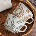 Ceramic Mug Set of 4, 11oz - Vintage Mug Cups for Coffee Milk Latte Cappuccino Tea, Porcelain Coffee Cups Set Gifts for Women Man, Farmhouse Handmade Stoneware Cups Dishwasher Microwave Safe - Image 6