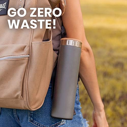 Elemental Iconic Stainless Steel Water Bottle Infuser, 20oz Triple Wall Vacuum Insulated Water Bottle, Reusable Fruit & Tea Infuser Thermal Bottle with Internal Strainer and Bamboo Lid - Matte Gray - Image 6