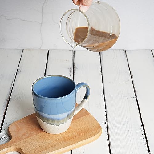 Bosmarlin Ceramic Coffee Mug Set of 4, 17 Oz, Coffee Cups with Big Handle, Microwave Safe, Unique Reactive Glaze - Image 5