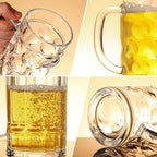 20oz Large Heavy e Glass Beer Mugs for Freezer Set of 4 with Handle, Large Glass Beer Stein, Beer Cup Mug for Water, Drinks, Lead-Free Glasses for Men in Pub, Home - Image 5