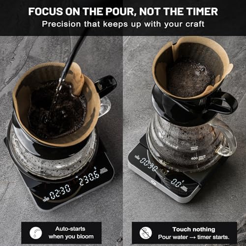 KitchenTour Coffee Scale with Timer, Small Espresso Scale 0.1g/2kg, Silver - Image 4