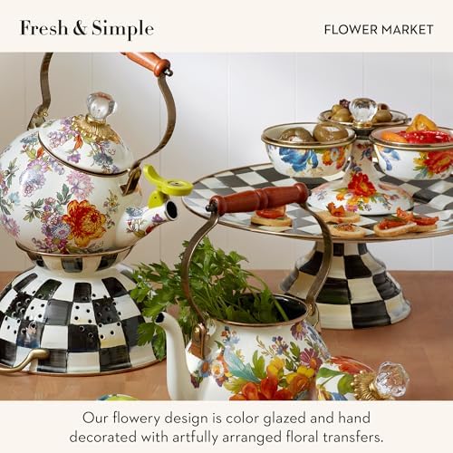 MACKENZIE-CHILDS Whistling Tea Kettle, White Flower Market - Image 3