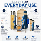 Argentine Yerba Mate Kit – Premium Stainless Steel Mate Cup & Bombilla Set with 750ml Vacuum Insulated Bottle, Yerba Container & Neoprene Bag – Authentic Argentine Design - Image 4