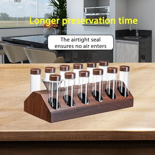 12-Piece Vacuum Coffee Canister Set with Wooden Holder & Funnel – Airtight Glass Jars for Coffee Beans, Tea, Snacks (Walnut Wood Stand) - Image 6
