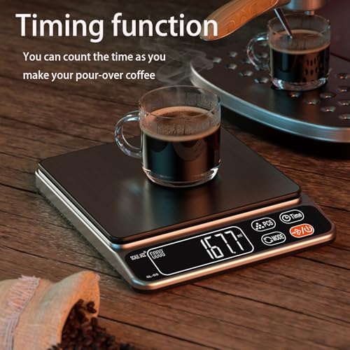 Scale Jazz Food Scale,5kg/11lb Digital Kitchen Baking Scale Grams and Ounces for Cooking Coffee Meal prep Packages Weight Loss,0.1g high Precision,7Units with Timer, Easy Clean Stainless Steel - Image 3
