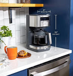 GE Drip Coffee Maker With Timer | 12-Cup Glass Carafe Coffee Pot With Adjustable Keep Warm Plate | Wide Shower Head for Maximum Flavor | Kitchen Essentials | Stainless Steel - Image 6