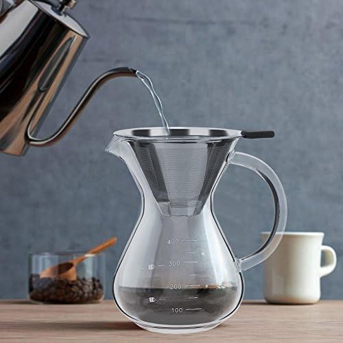 Pour Over Glass Coffee Maker, 13oz Borosilicate Glass Carafe - Image 6