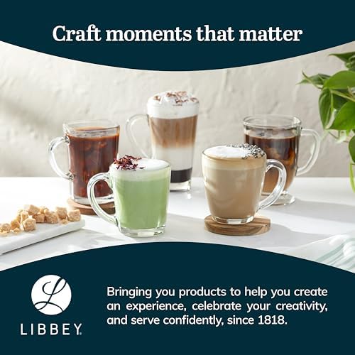 Libbey Tapered Glass Mug Set of 8, 15.5 Oz Thick, Clear Glass Coffee Cups w/ C-Shaped Handle, Dishwasher Safe Coffee Mugs Set for Tea, Cider and More - Image 6