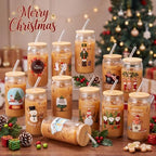 Umigy 12 Pack Christmas Glass Cups 16 oz Drinking Glasses,Vibrant Style - Image 4