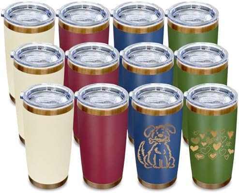 20 oz Tumbler Bulk Stainless Steel Tumblers with Lids and Straws Mixed by MetalyaTumblers