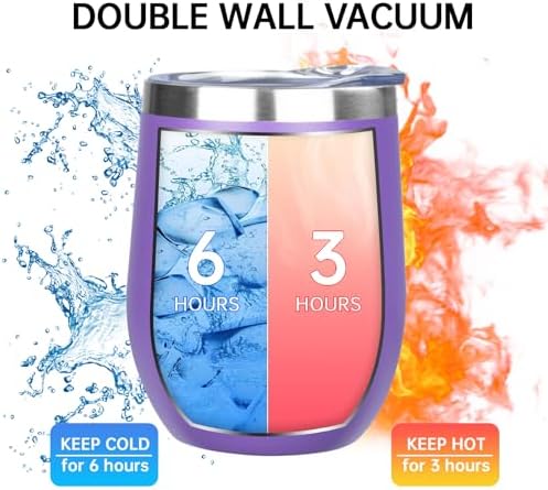 MEZMUT 12 Oz Insulated Wine Tumbler Bulk with Lid Wine Glass(Multi,6 Pack) - Image 4