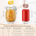 Glass Jars with Airtight Lids, 26oz Glass Storage Jars Set of 6, Thick Food Storage Containers for Pantry Organization, Kitchen Counter, Coffee, Pasta, Cereal - Image 2