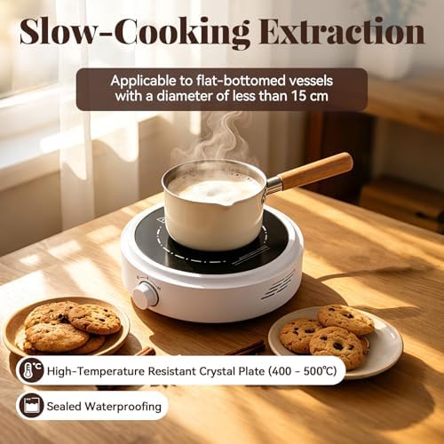752-932℉ Electric Mini Stove, Portable Hot Plate, Electric Heater with Adjustable Power for Teapot/Kettles/Ceramic/Glass Kettle, Electric Stove for Boiling Water, 2 Setting 400-700w (White) - Image 4