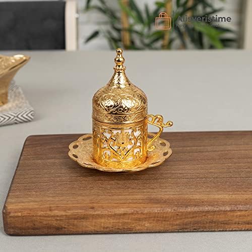 Alisveristime Lale Turkish Coffee Set with 6 Cups and Tray (Gold) - Image 4