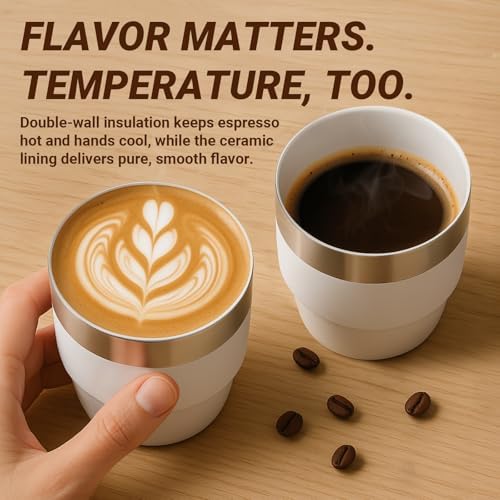 2 Pack 4 oz Espresso Cup with 2 Pack 13 oz Glass Tumbler/Iced Coffee Cup - Image 3