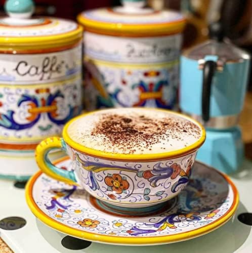 Deruta Italy Raffaellesco Coffee Jar | 1 Piece | 4 x 4 x 6 Inch Multicolor Hand Painted Ceramic Storage Canister Airtight Lid Kitchen Italian Pottery Renaissance Decor Countertop Pantry Organizer Gift - Image 4