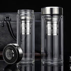 348ml/11.7oz Heat-resistant thick double-layer glass cup with lid, tea and water separation cup, filtered boiling water drinking bottle, transparent sealed milk and coffee cup - Image 7