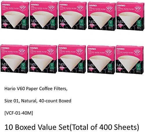 10 X Hario V60 Size 01 40-Count Boxed Coffee Natural Paper Filters, 10 Boxed Value Set (Total of 400 Sheets) - Image 2