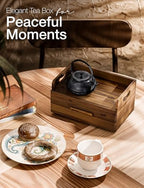 TINAMO Acacia Wooden Tea Box Organizer with Drawer for Countertop Display - Image 6