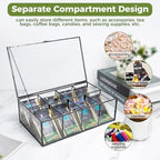 Glass Tea Bag Organizer, Tea Box Organizer Storage Box (8 Compartments) - Image 6