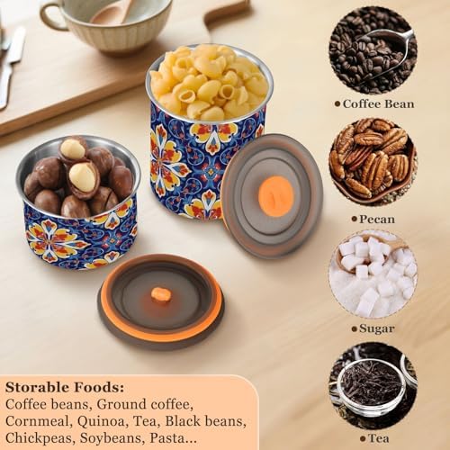 Stainless Steel Coffee Storage Containers with Airtight Lid, Colorful Mexican Talavera Mandala 17oz Food Storage Container Kitchen Canister for Tea, Coffee Beans, Ground, Sugar Storage - Image 5