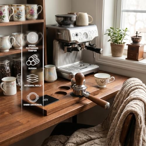 53.3mm Espresso Tamper | Fits 54mm Breville Barista Espresso Portafilter | Thickening Base Walnut Handle Tamper Tools for Espresso Machine | Espresso Machine Accessories - Image 3