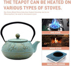 30.4oz Small Cast Iron Tea Kettle,SECHUDO Tea Pot Coated with Enameled Interior for Loose Tea, Cute Cast Iron Teapot with Stainless Steel Infuser for Stovetop Safe (900ml) - Image 3