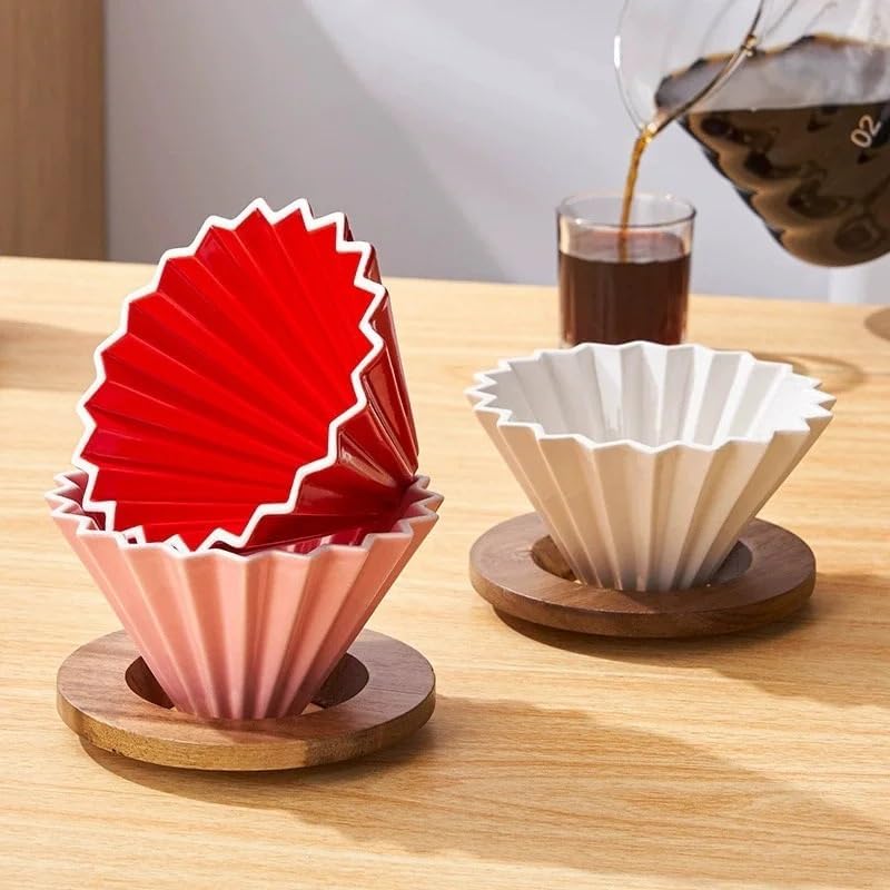 For Even Water Flow And Rich Flavor Coffee Dripper Cup For Home Barista,Ceramic Pour Over Coffee Filter Cup With Spiral Groove(Combination 1,V01 (1-2Cup)) - Image 5