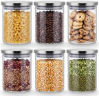 6 Pcs 25oz Clear Canisters Set for Kitchen, Glass Jars with Lids by Unknown