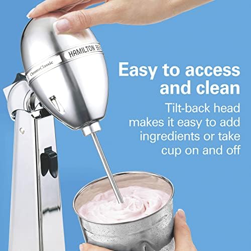 Hamilton Beach DrinkMaster Electric Drink Mixer, Retro Milkshake Maker & Milk Frother, 2 Speeds, Extra-Large 28 oz. Stainless Steel Cup, Classic Chrome (Pack of 2) - Image 4